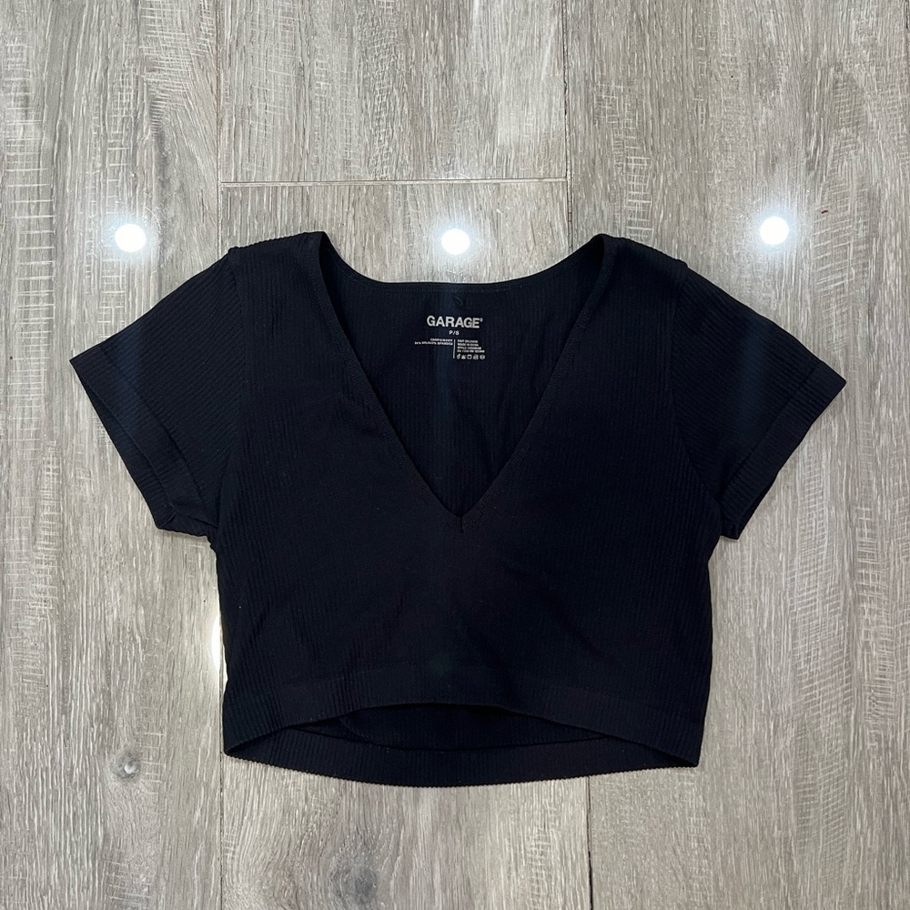 Black Garage Crop Top
